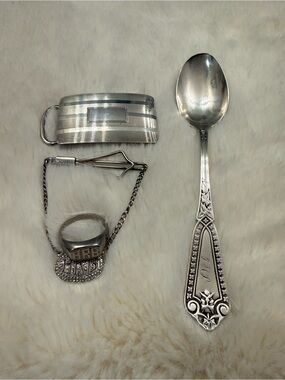 Sterling Silver Vintage Spoon - Silver Ornate Handle